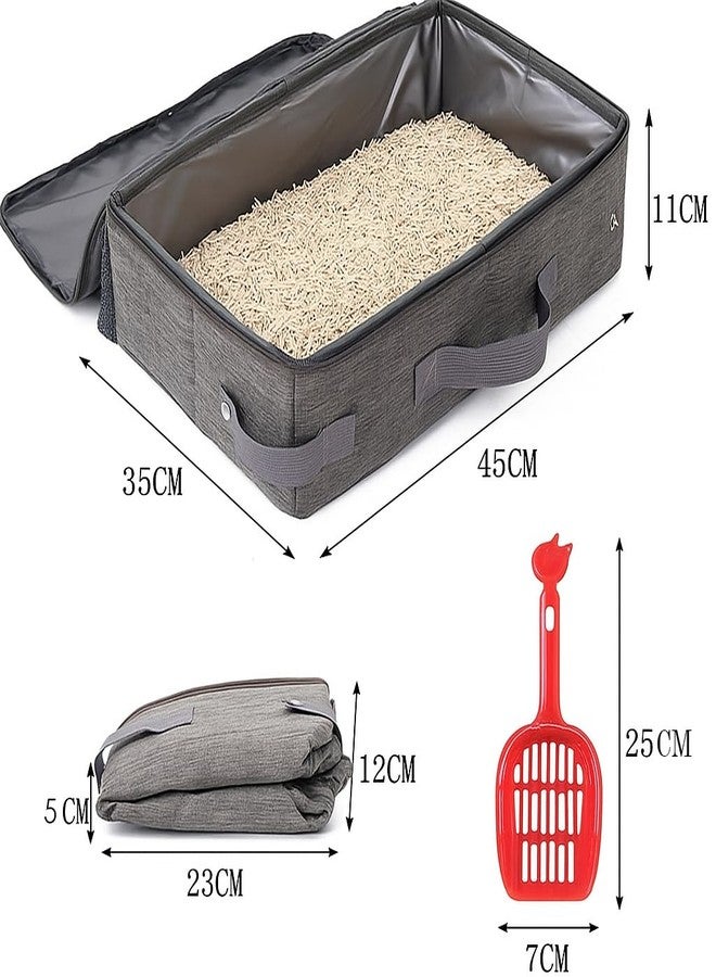 STORE 2508 Store2508 Portable Foldable Cat Litter Box with Scoop Travel Friendly Waterproof PEVA Lining Oxford Fabric Zipper Lid Lightweight and Easy to Clean for Cats - Image 3
